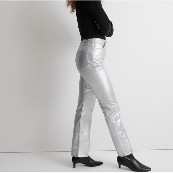 Madewell The '90s Straight Leg Jeans in Silver Foil Size 32 - Picture 15 of 15